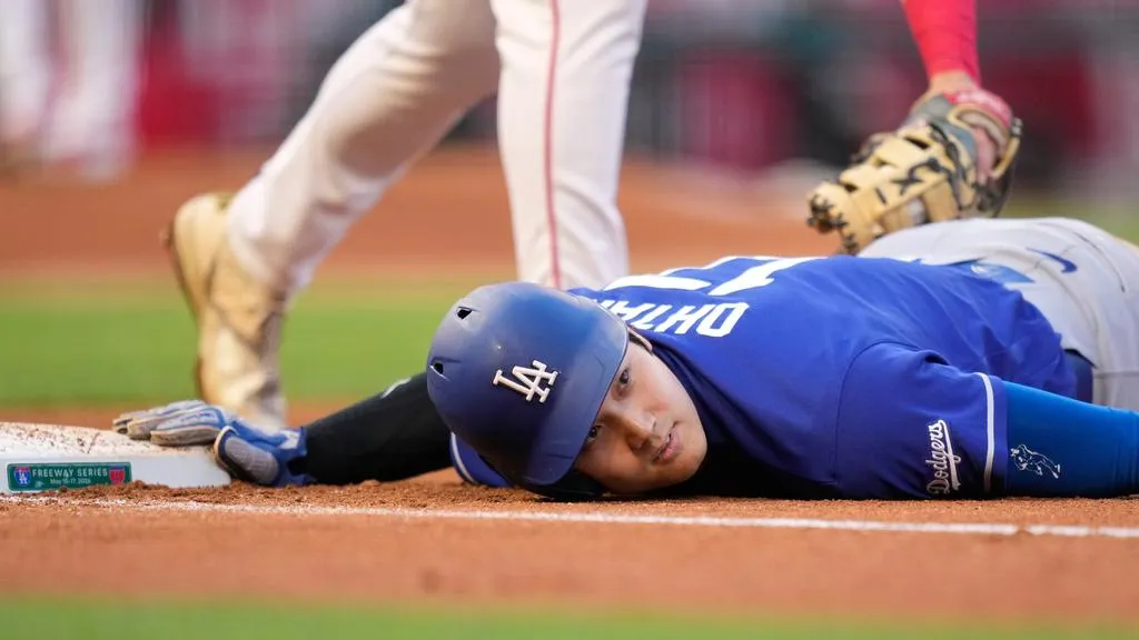 大谷翔平拚勁十足。(圖/美聯社)
