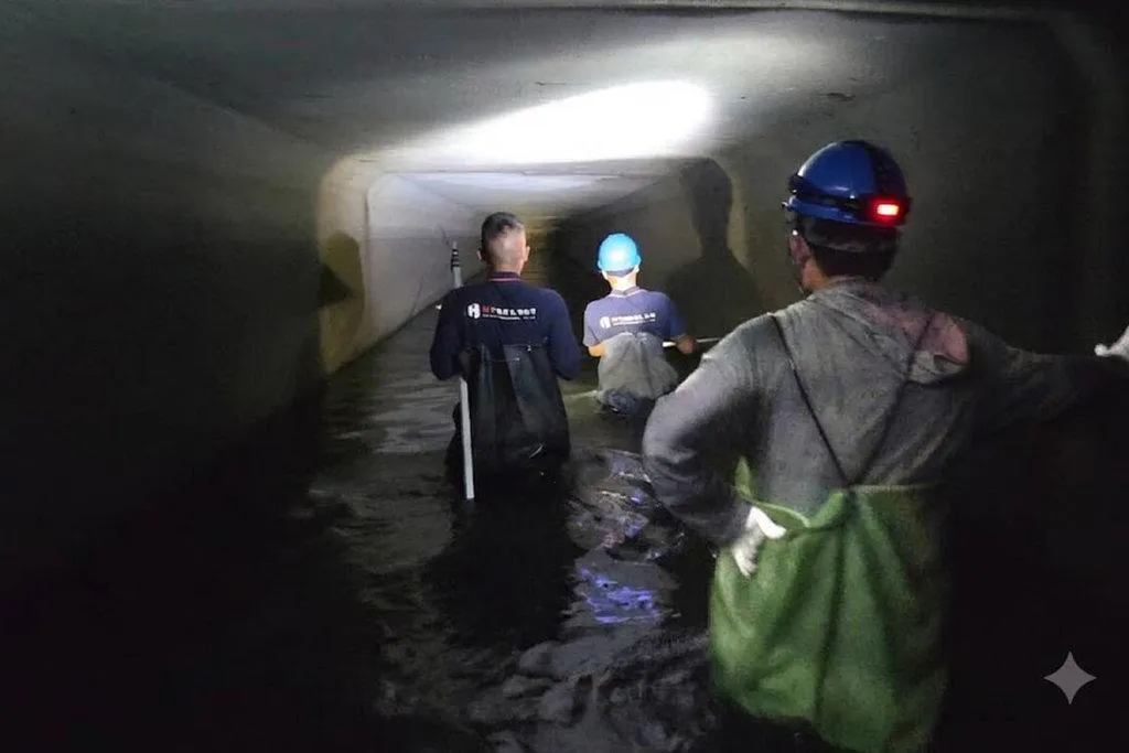 隨著颱風巴威逐步接近，為確保地方排水系統暢通，台南市政府近日針對易淹水地區下水道進行巡檢，盼在颱風巴威可能造成影響前全面排除障礙。（圖／台南市政府提供）
