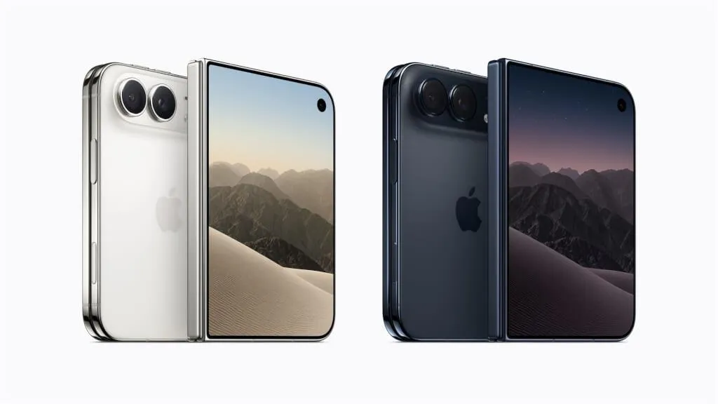 蘋果公司（Apple）發表首款摺疊智慧型手機iPhone Duo。（圖／取自蘋果公司網頁）