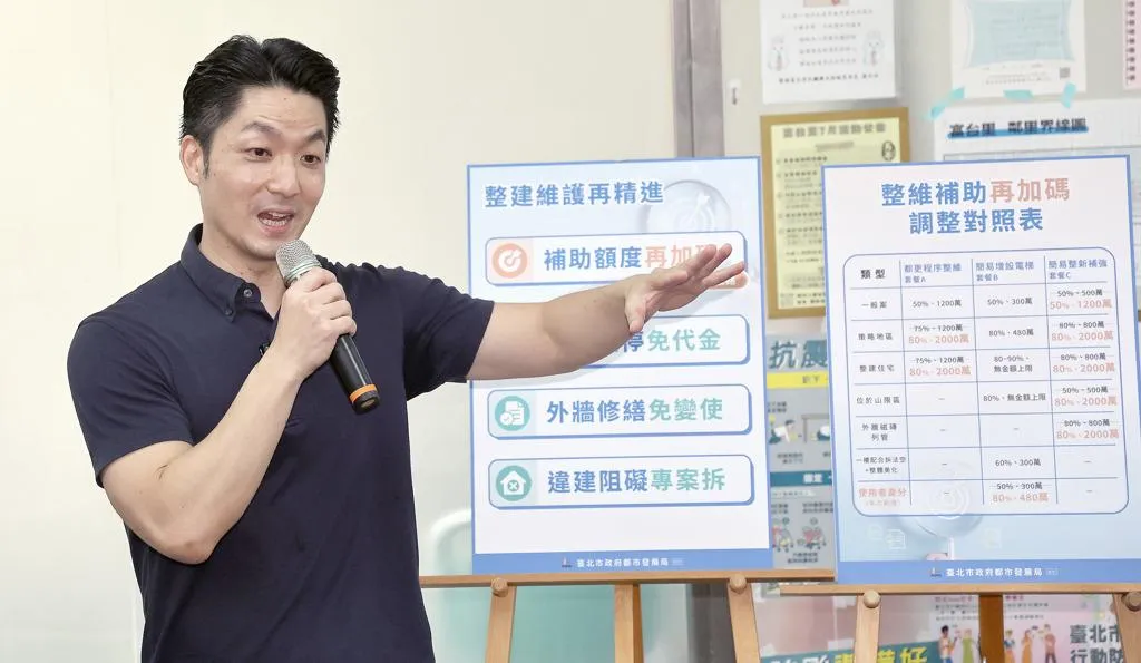 圖為台北市長蔣萬安日前視察富台社區增設電梯，並宣布老舊公寓增設電梯補助再加碼、占用法定停車位免繳代金等利多。（圖/資料照）