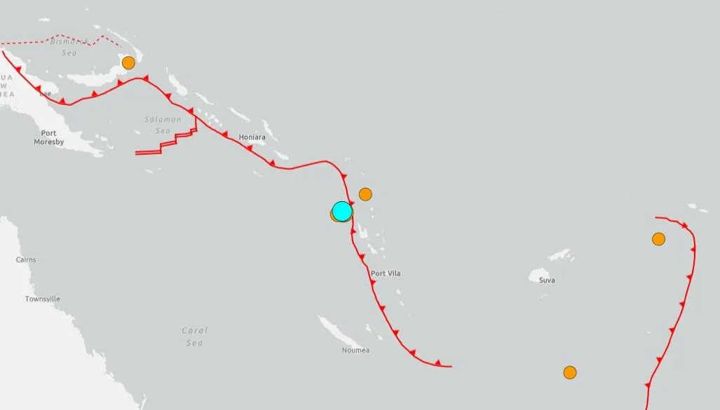 萬那杜外海今天發生規模6.3地震。（圖／翻攝自USGS）