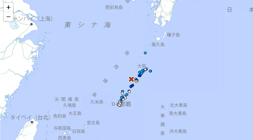 奄美大島附近海域今發生規模5.6地震。(圖/翻攝日本氣象廳)