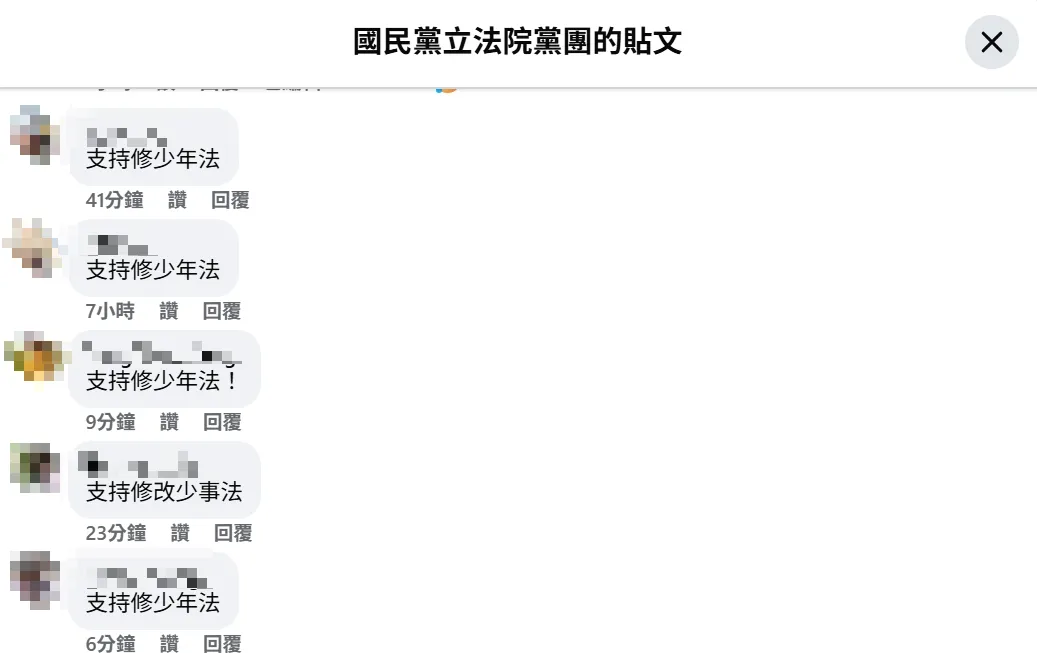 網友留言。（圖取自立法院國民黨團臉書）