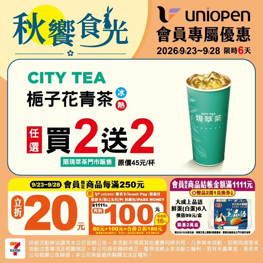 茶飲優惠。（圖／7-ELEVEN）