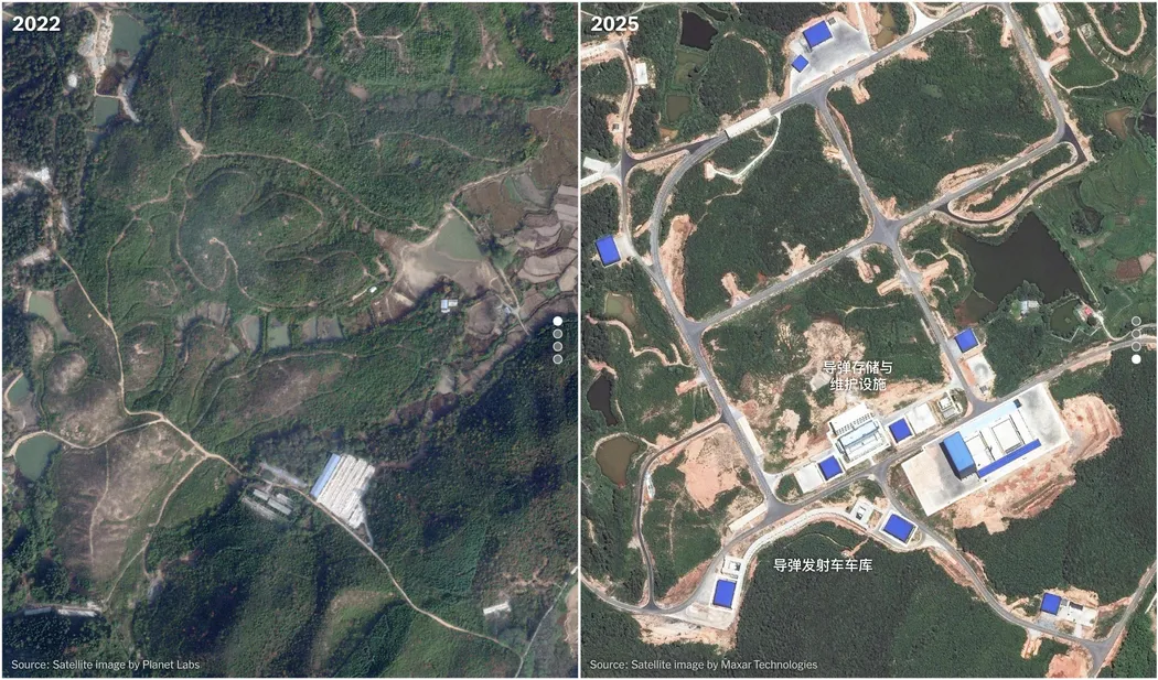 火箭軍611旅基地近年已擴大一倍。（圖／翻攝Planet Labs、Maxar Technologies）