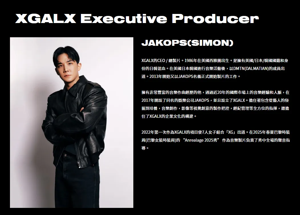SIMON自稱於2022年擔任XG的製作人。(圖/翻攝XGALX官網)