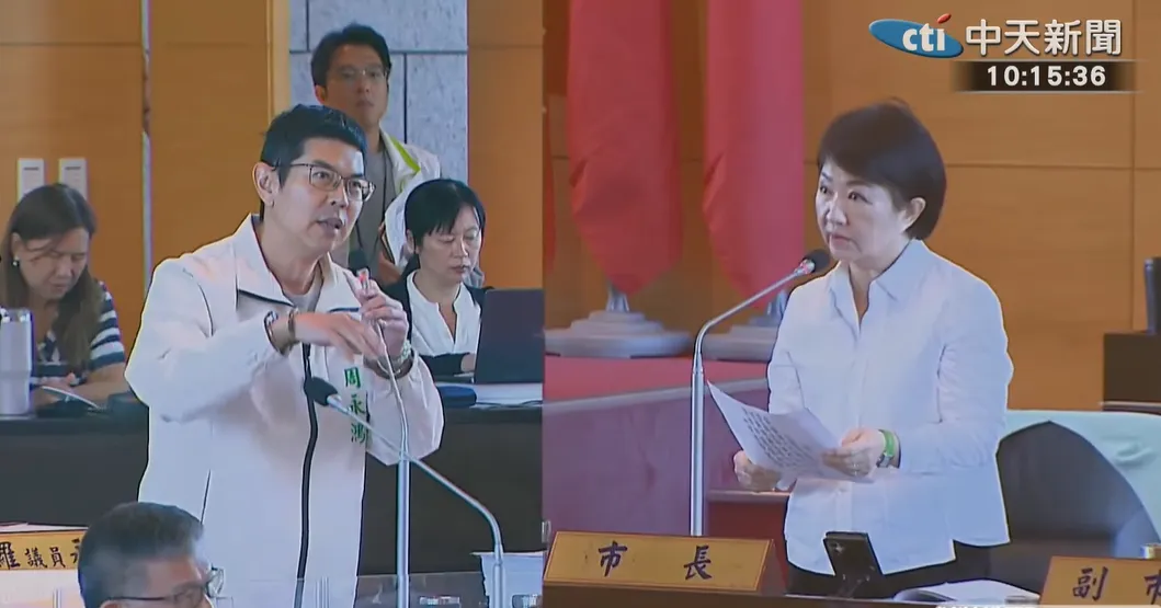 周永鴻14日質詢盧秀燕。（圖／中天新聞）