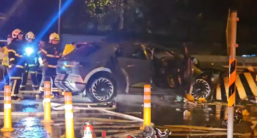 國1楊梅休息站昨日嚴重車禍已累積4死。（圖／翻攝畫面）