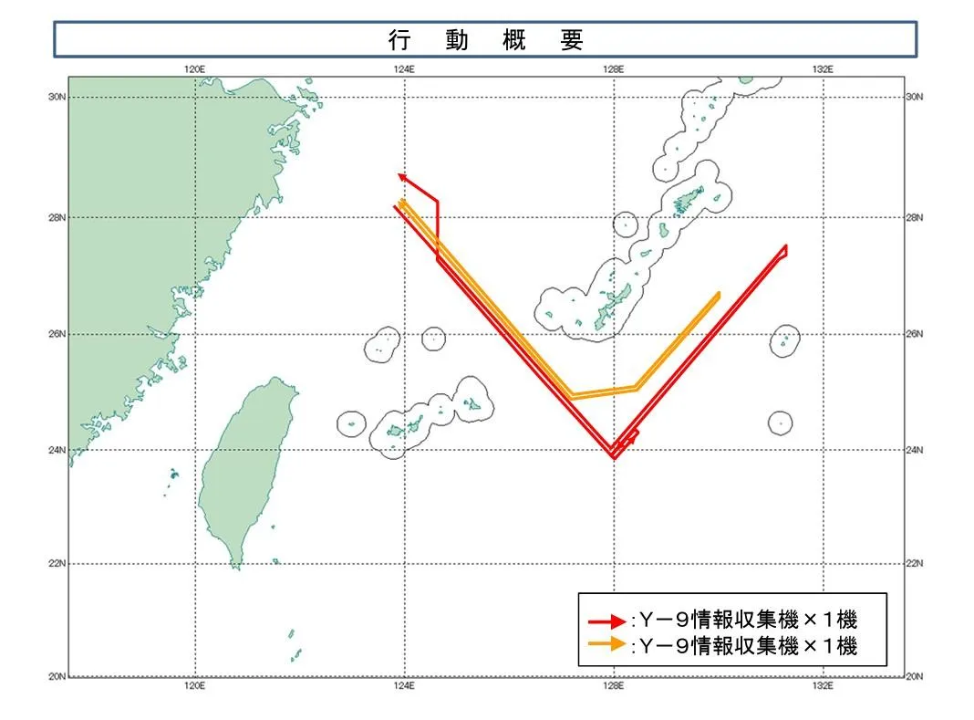 2月28日大陸軍機航跡。(圖/防衛省)