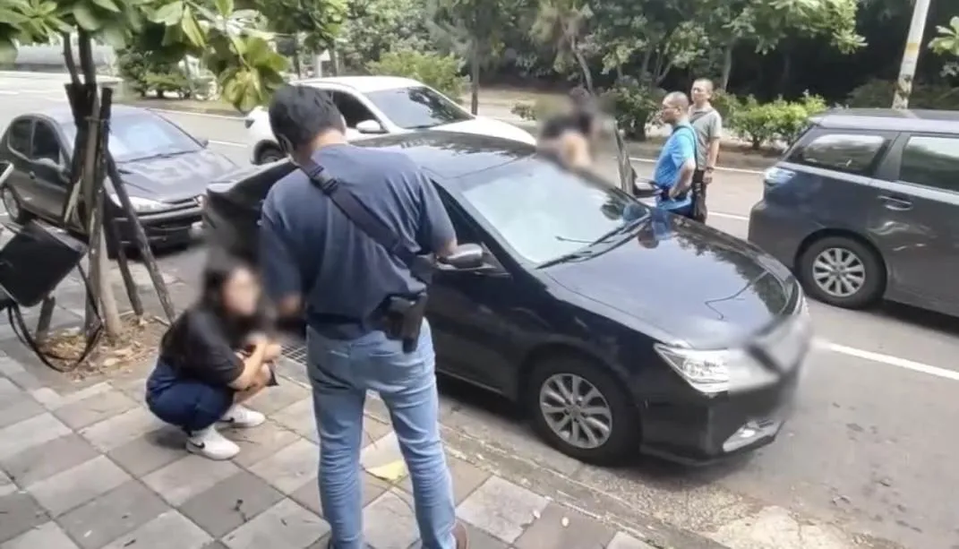 警方攔查車輛逮捕嫌犯。(圖/翻攝畫面)