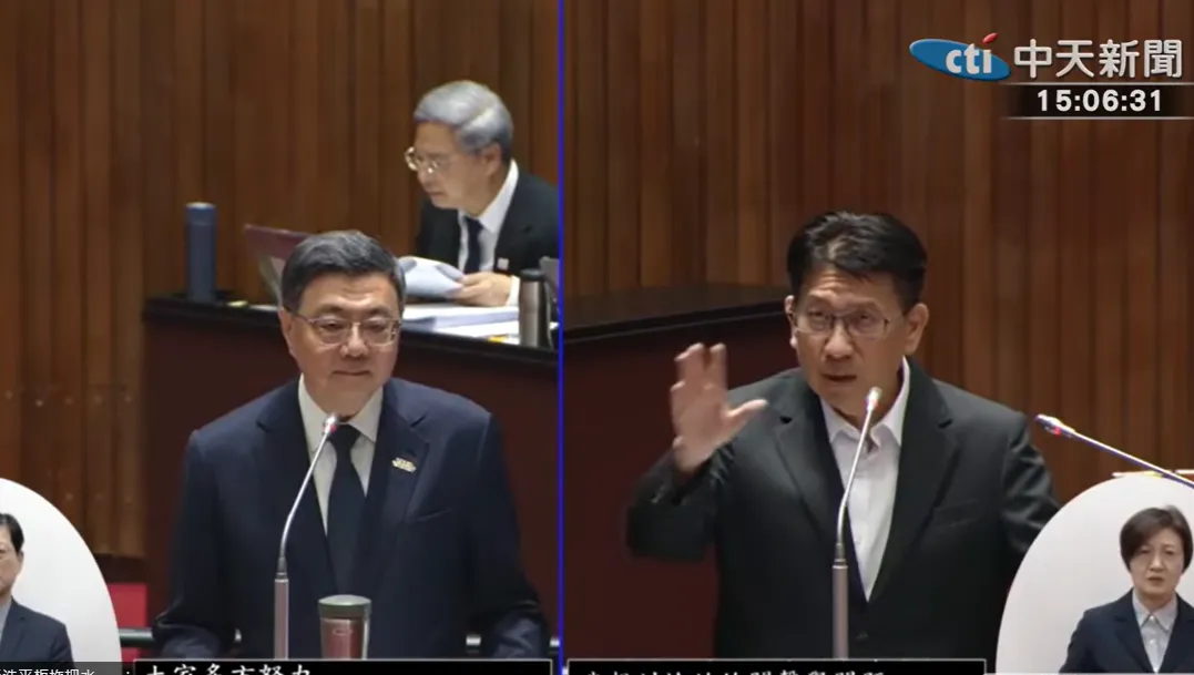 林思銘(左)質詢卓榮泰(右)。(圖/中天新聞)