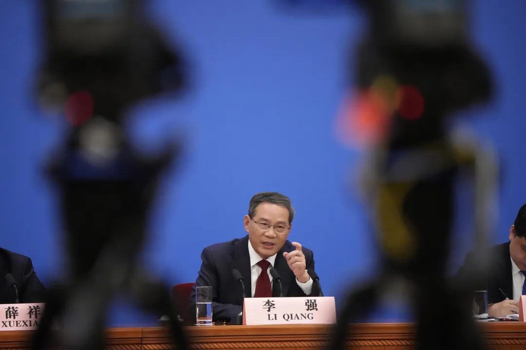 2023年兩會上,李強正式接任國務院總理並首次亮相記者會。(資料照/美聯社)