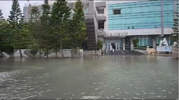 口湖鄉海水灌倒。(圖/中天新聞)