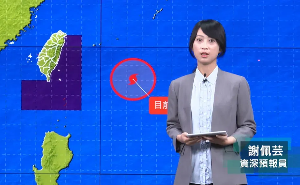 氣象局預報員謝佩芸表示,海葵颱風登陸後,新竹以南地區都壟罩在暴風圈內。(圖/翻攝自CWB氣象局Youtube)