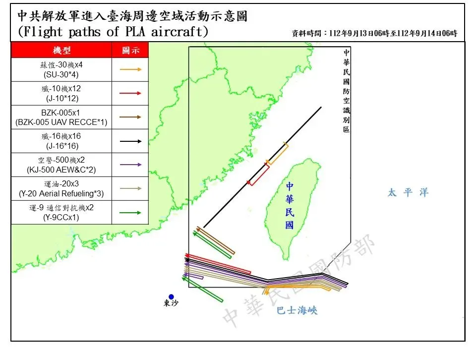 解放軍進入台海周邊示意圖（圖／國防部提供）