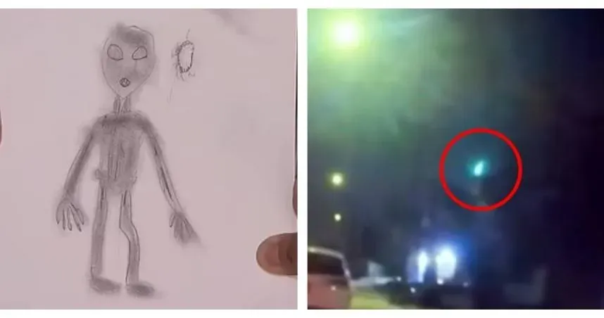 肯莫爾一家4口聲稱看見外星人,警方密錄器也捕捉到一道詭異綠光。(圖/翻攝自YouTube)