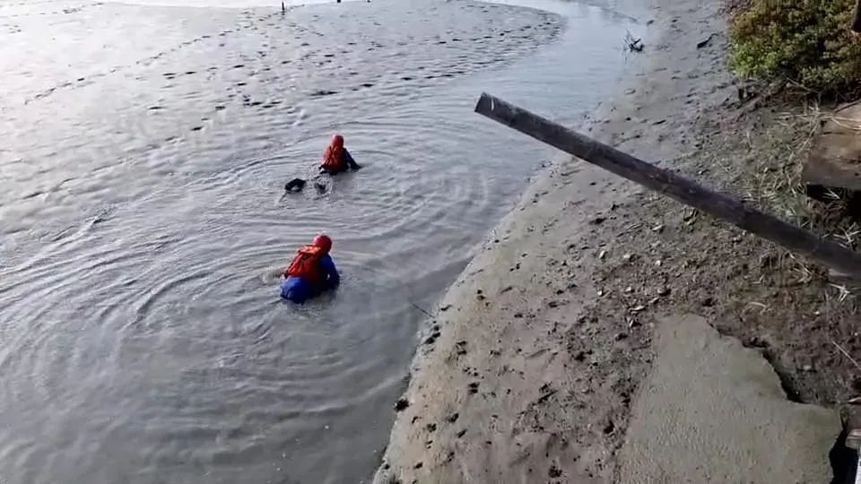 搜救人員今天尋獲落水移供但他已經明顯死亡。(圖/翻攝畫面)