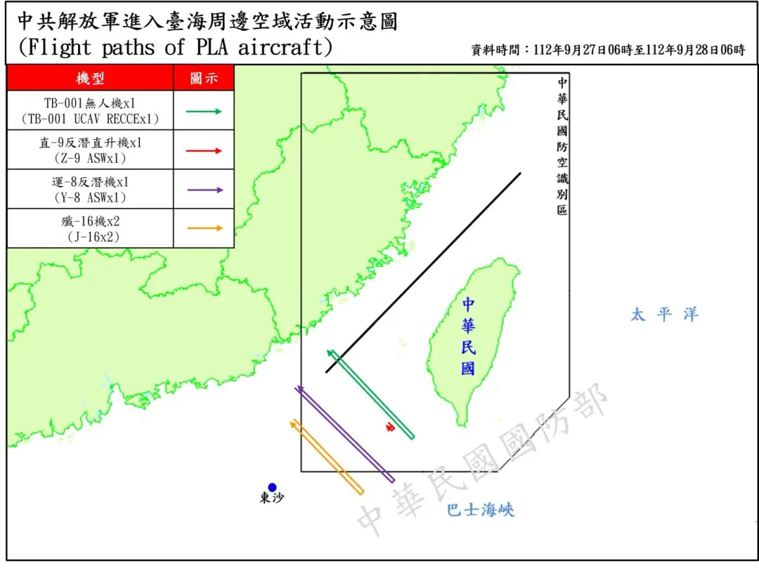 解放軍進入台海活動示意圖（圖／國防部提供）