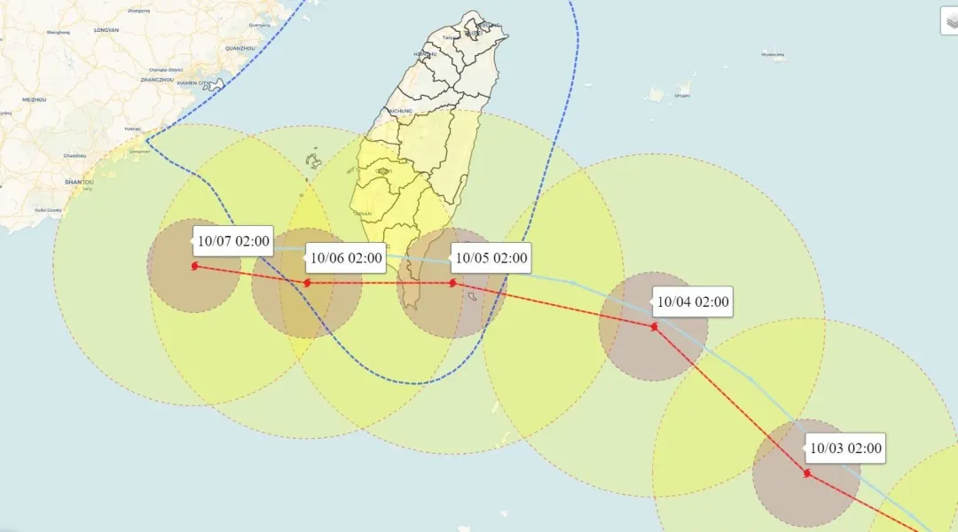 最新颱風預測路徑。（圖／翻攝氣象達人彭啟明粉專）