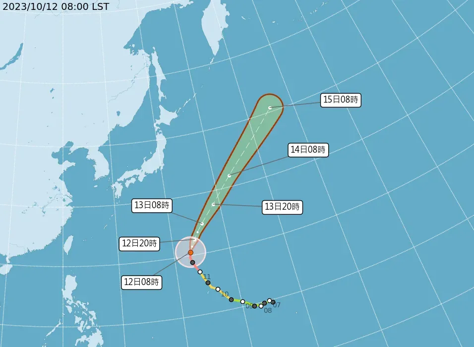 布拉萬颱風預計朝日本東北方外海前進，距離台灣、日本非常遙遠。（圖／翻攝自中央氣象署官網）