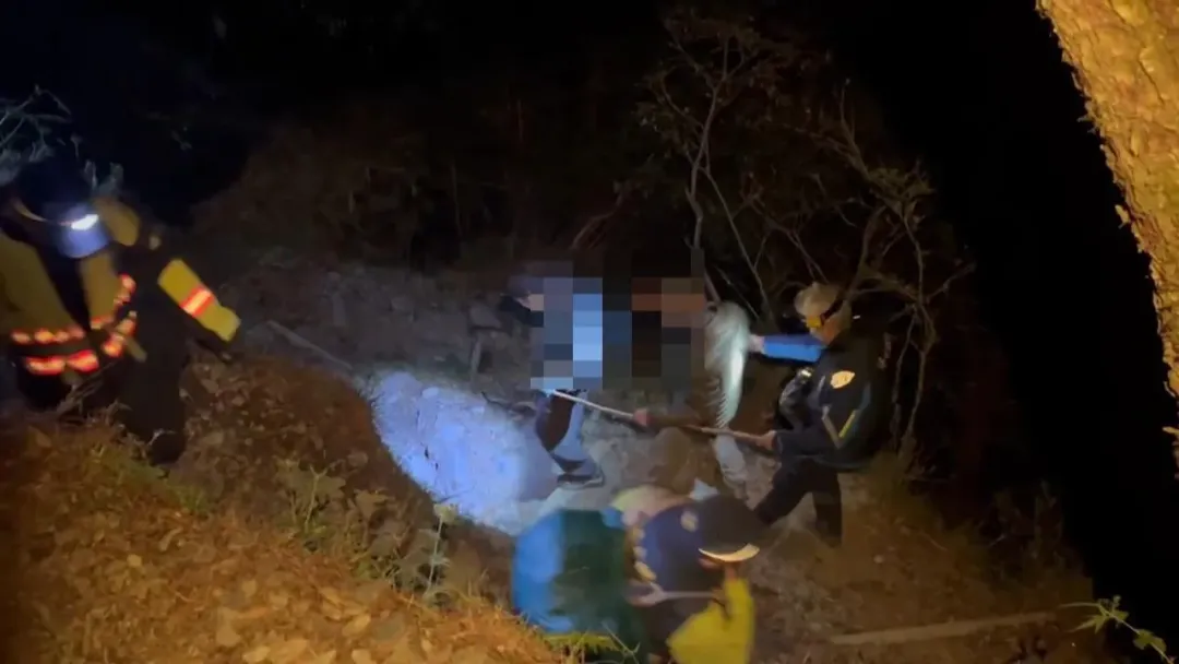 救難人員指引護送下山。（圖／警方提供）