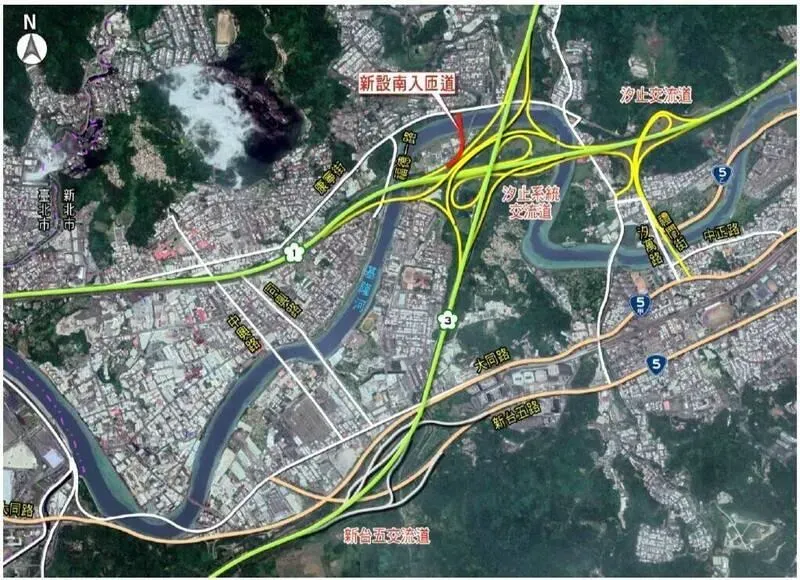 汐止康寧街增設國1南入匝道工程示意圖。（圖／高公局提供）