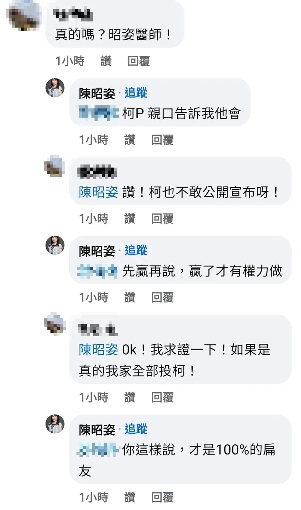 陳昭姿臉書留言。(圖/翻攝陳昭姿臉書)