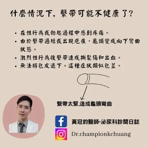 什麼情況下，繫帶可能不健康了。（圖／黃冠鈞醫師-泌尿科診間日誌）