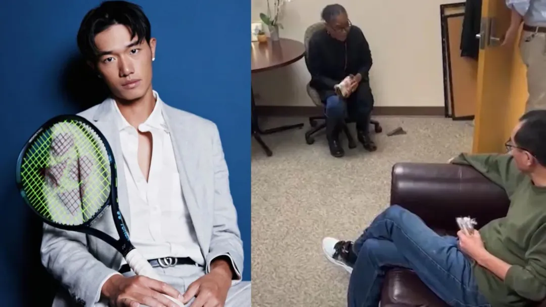 就讀該校的台網球好手陳觀宇也在槍擊案現場, 被好心教授抓進小房間躲命,他驚恐拍下槍聲瞬間。（圖／翻攝IG「kuanyuchen__」）