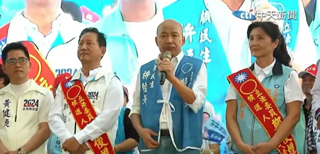 韓國瑜今日幫黨籍立委參選人鄭俊雄站台又大秀金句。(圖/中天新聞)