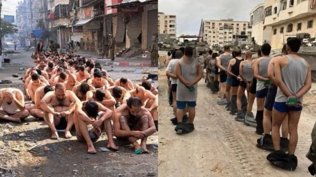 以軍稱遭脫褲男子均與哈瑪斯相關，但人權組織表示人質均為平民，當中還有醫生記者。（圖／翻攝X「azaizamotaz9」）
