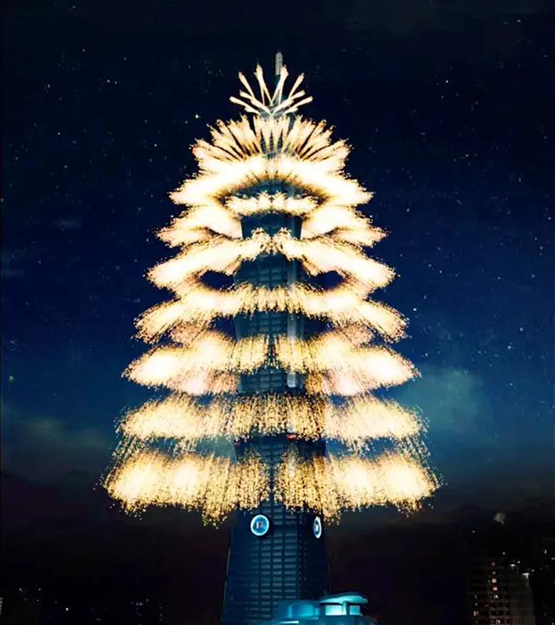 這次跨年煙火首度加入日本彩色煙火，增添視覺效果。（圖／翻攝自Facebook@台北101）