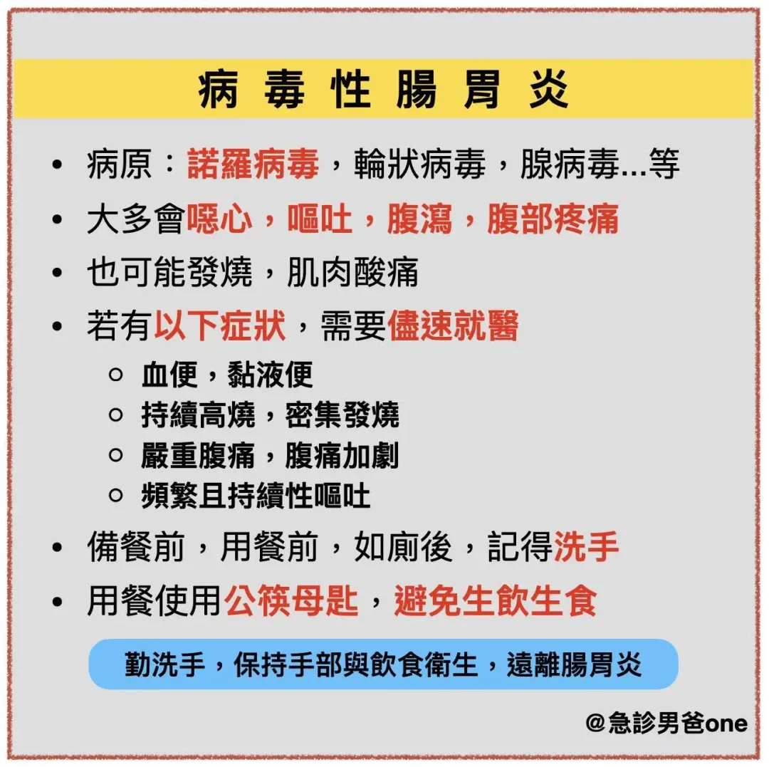 病毒性腸胃炎。（圖／《急診男爸one》粉專）