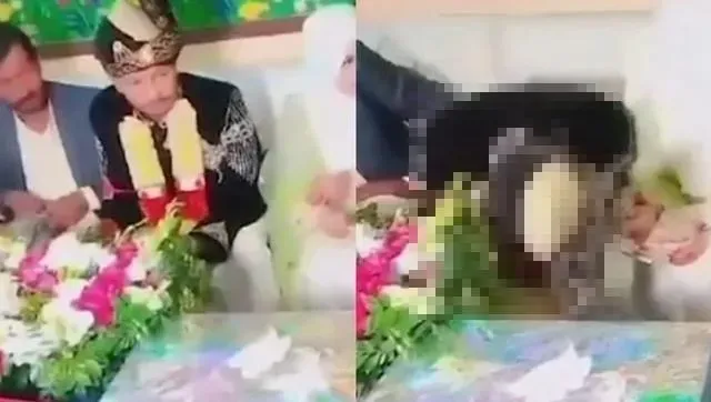 婚禮現場新郎突然倒下,心臟病發當場身亡。(圖/翻攝X)