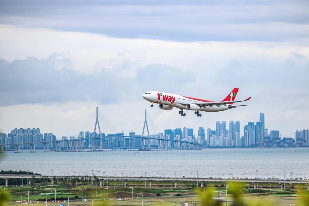 客機正準備在仁川國際機場降落時,發動機發出巨大的噪音和火花。(示意圖/翻攝德威航空官網)