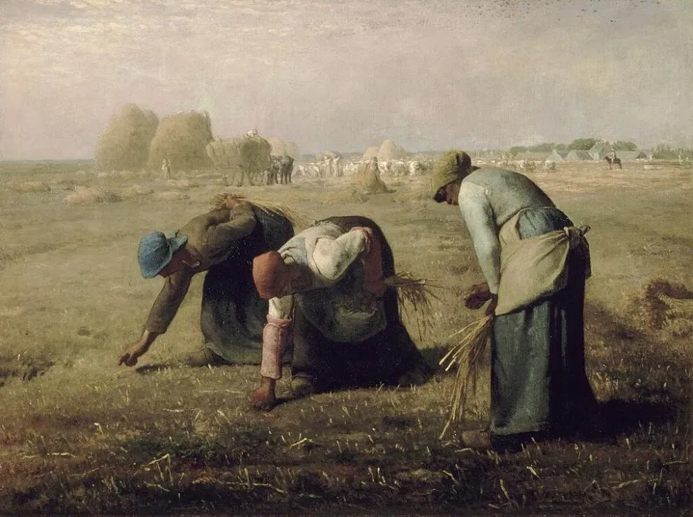 畫家米勒(Jean-François Millet)最著名的作品之一「拾穗者」(Des glaneuses)。(圖/維基百科)