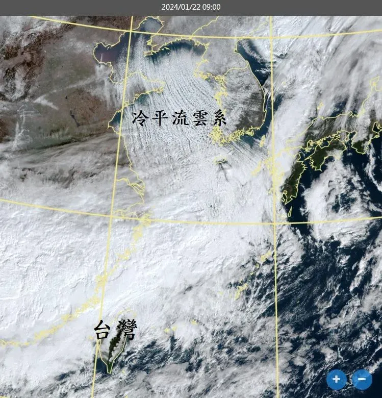 鄭明典曬出衛星雲圖說明，雲街剛到台灣北部近海，北部很快會開始新一波降溫。（圖／翻攝自鄭明典臉書）