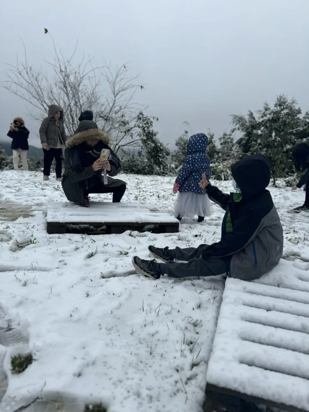 烏來967高地下雪。(圖/記者陳奕廷攝)