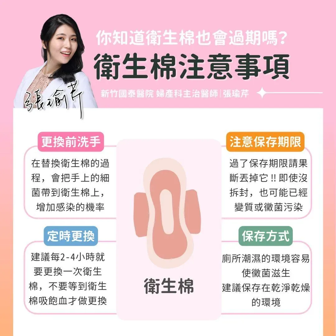 大多數人在使用衛生棉時常忽略的四個注意事項。(圖/美麗而剽悍 婦產科女醫 新竹竹北 張瑜芹醫師)
