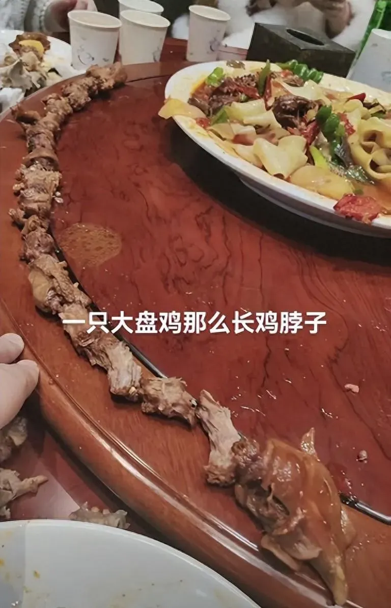 新疆男子點大盤雞,一上菜超傻眼全是雞脖子。(圖/翻攝大象新聞)