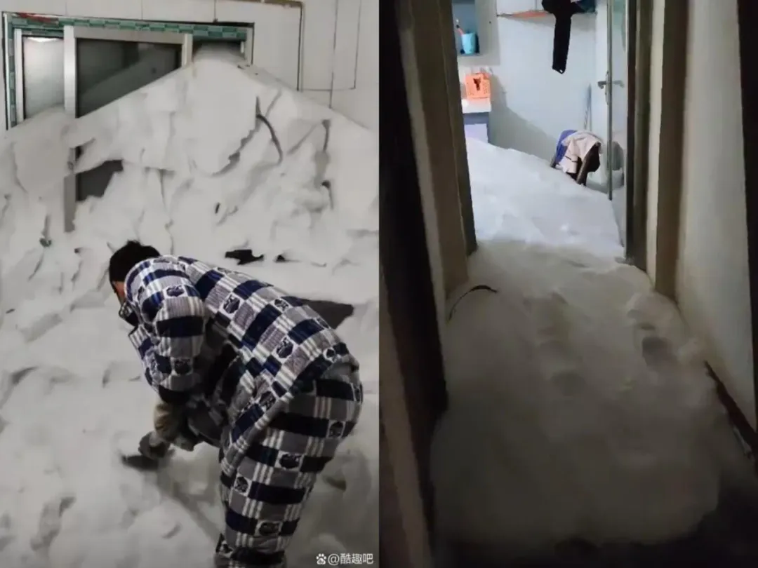 有居民未關窗被積雪湧入屋（圖／翻攝百度）