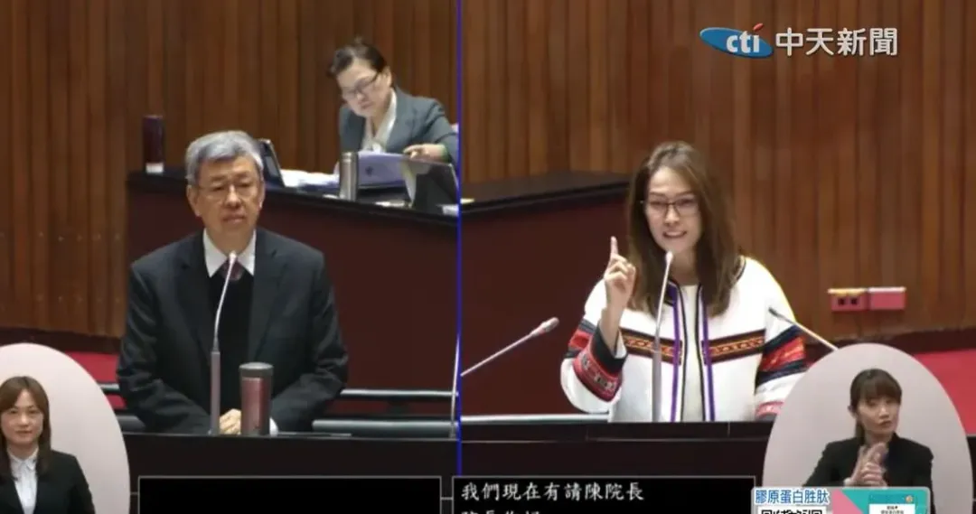 高金素梅金日在質詢時槓上行政院長陳建仁。(圖/中天新聞)