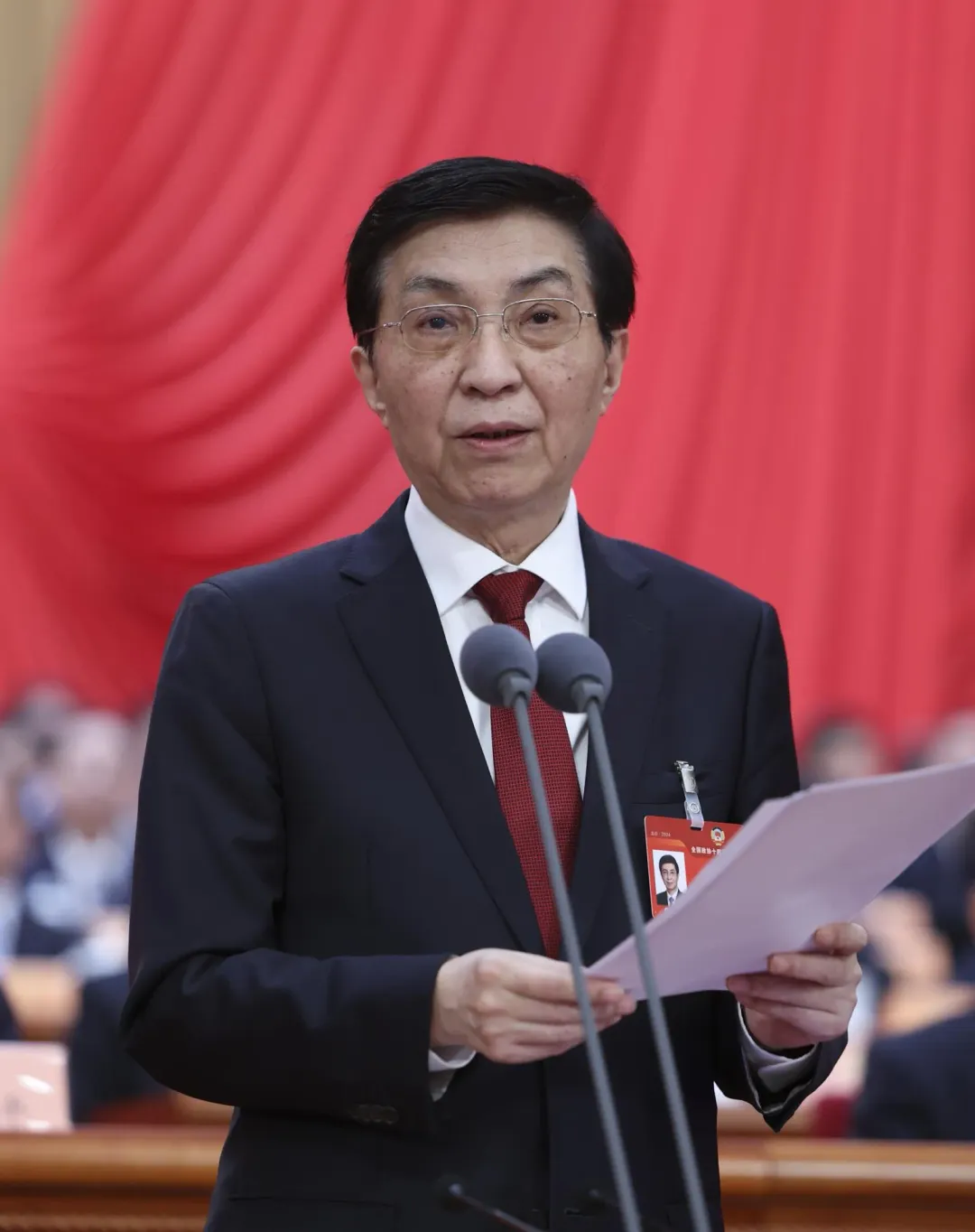 大陸全國政協主席王滬寧發表講話未提兩岸。(圖/新華社)