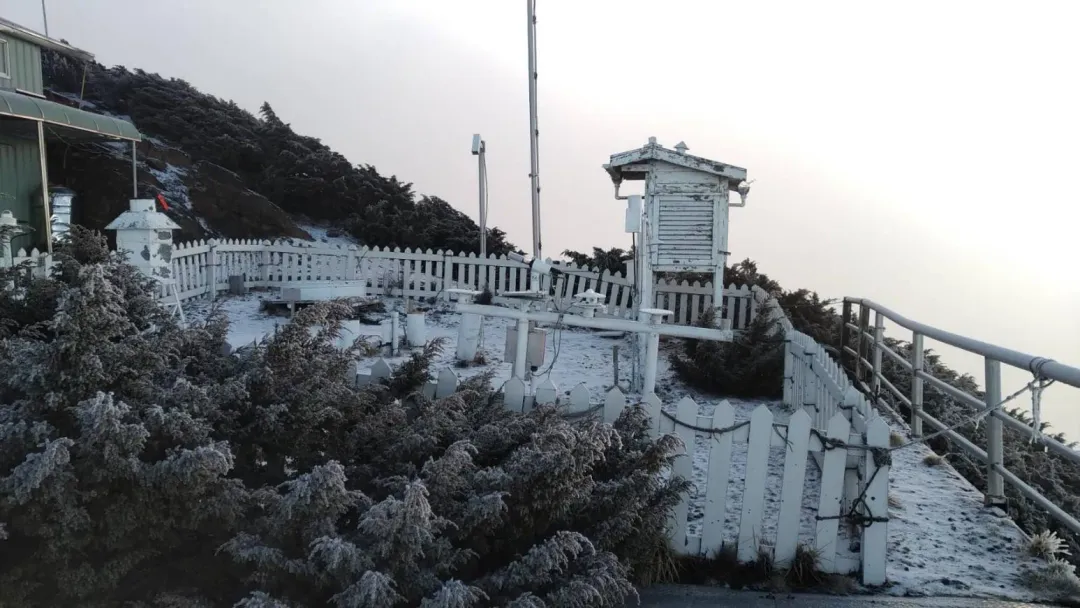玉山測站今天（3/12）凌晨下起冰霰。（圖／中央氣象署）