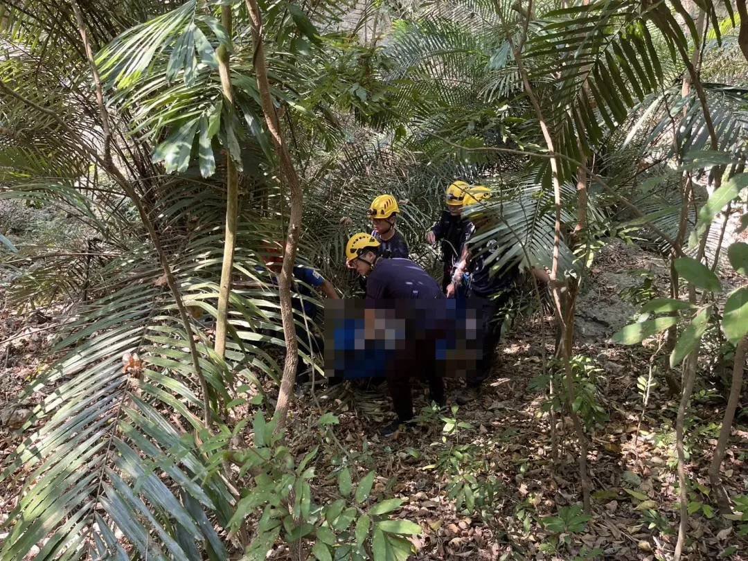 死者疑似從龍泉寺邊坡跌落，被發現時已經明顯死亡。（圖／翻攝畫面）
