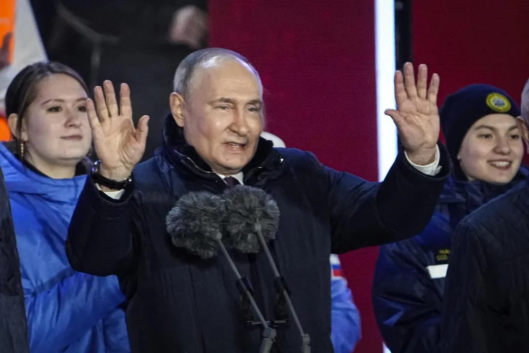 俄羅斯總統選舉18日塵埃落定,現任總統普丁以逾87.8%得票率第5度當選。(圖/美聯社)