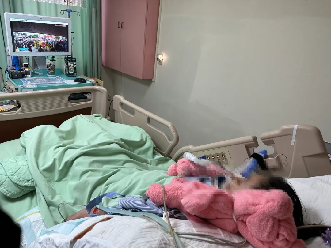 小姊妹病床前播著白沙屯媽祖進香活動的直播。（圖／翻攝畫面）