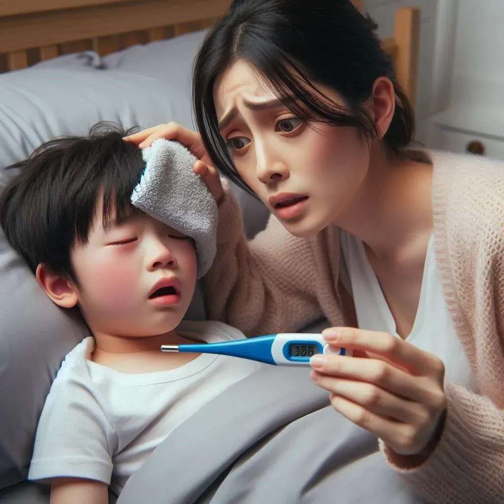 近期病毒大亂鬥,當孩子發燒時,什麼退燒方式較適合呢?(示意圖/中天新聞AI製圖)