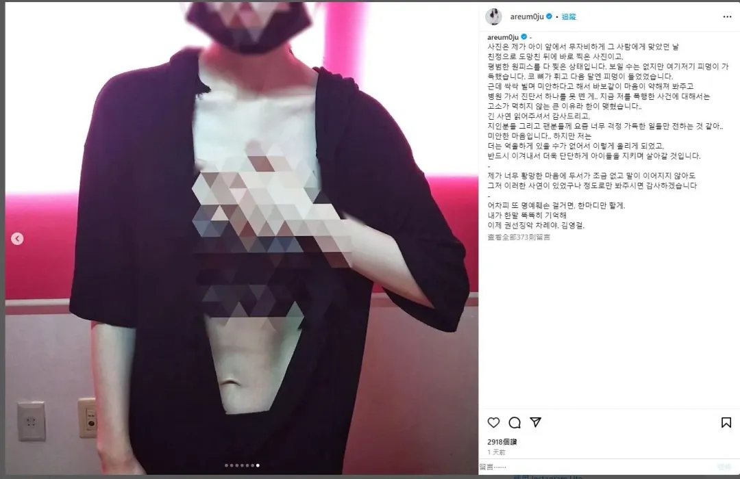 雅凜發文揭露前夫家暴行徑。（圖／翻攝自雅凜IG）