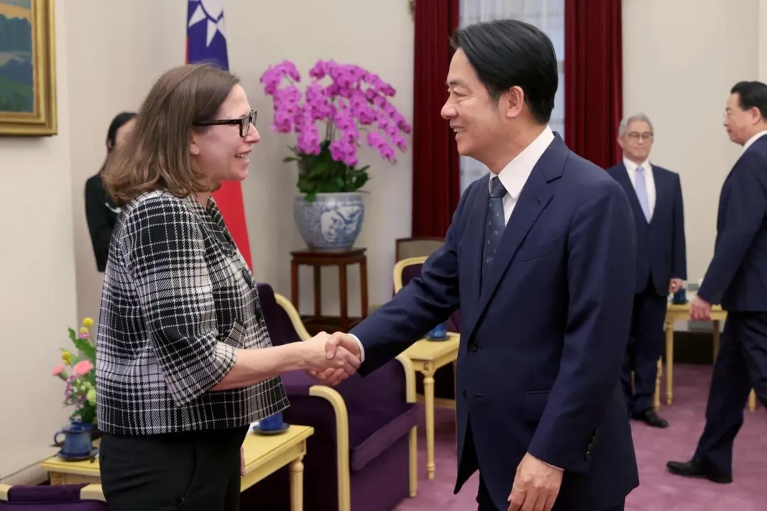 羅森伯格2024年4月曾到台訪問，拜會當時還是副總統的賴清德。（圖／中天新聞）